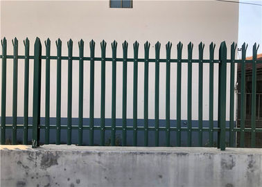 Powder Coated Green Palisade Fencing , Metal Picket Fence Panels For Home