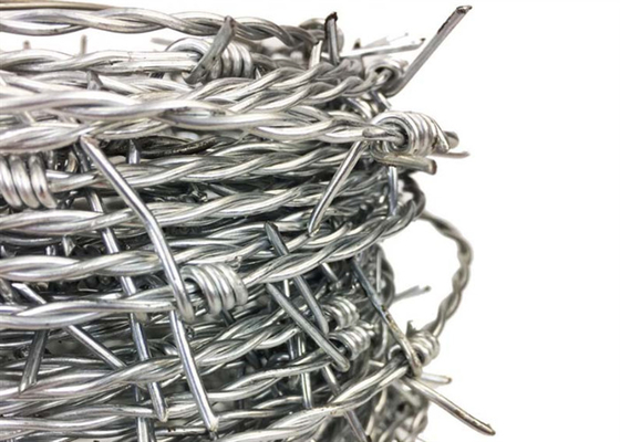 Electro Galvanized Steel Barbed Wire ety 16 X 14 Gauge 25kg / Roll For Military